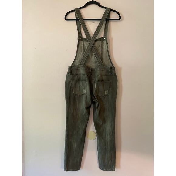 Free People Gray Black Overalls Straight Leg Boho Retro Women's size 28 - Picture 6 of 9